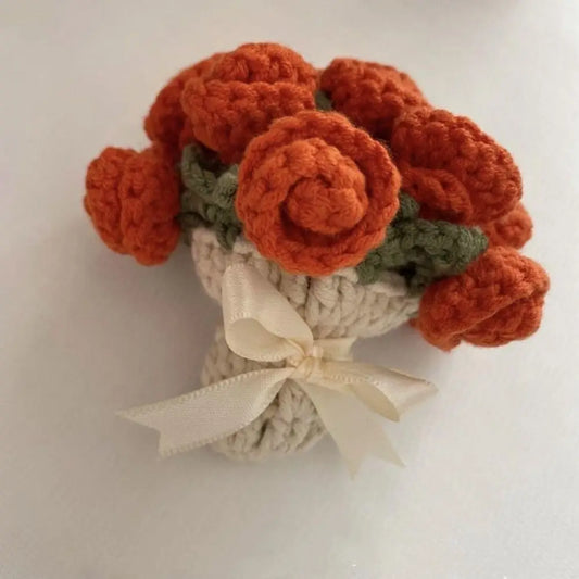 Hand-knitted Crochet Floral Coasters Fashion Unfinished Rose Bouquet Coasters DIY Craft Reusable Coffee Mug Holder